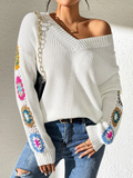 Crochet Patch Knit Pullover