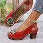 LuxeGloss Croco Buckle Sandals